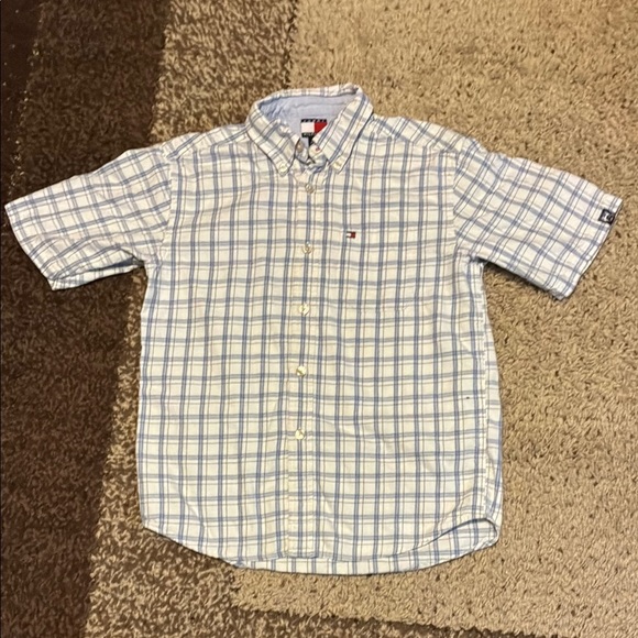 Tommy Hilfiger Blue and White Plaid Button Down Shirt - Picture 1 of 8